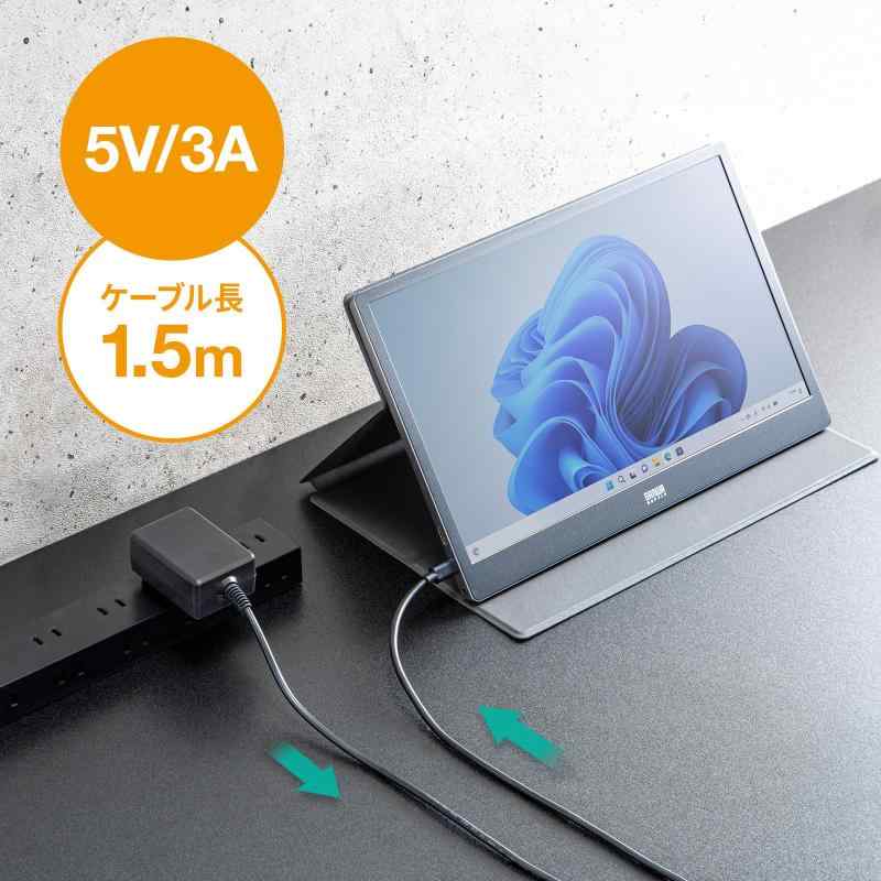 サンワサプライ USB Type-Cケーブル一体型AC充電器（5V/3A） ACA-IP103BK - 3