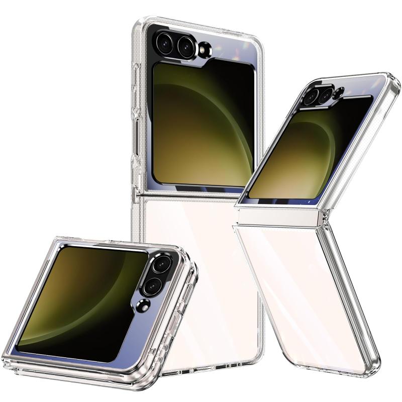 Galaxy Z Flip5 ケース クリア TPU+PC 耐衝撃 黄ばみにくい ギャラクシー Z Flip 5 SC-54D/SCG23 カバー 透明 黄変防止 衝撃吸収 耐久性 軽薄型 指紋防止 落下防止 傷つけ防止 全面保護 ワイヤレス充電対