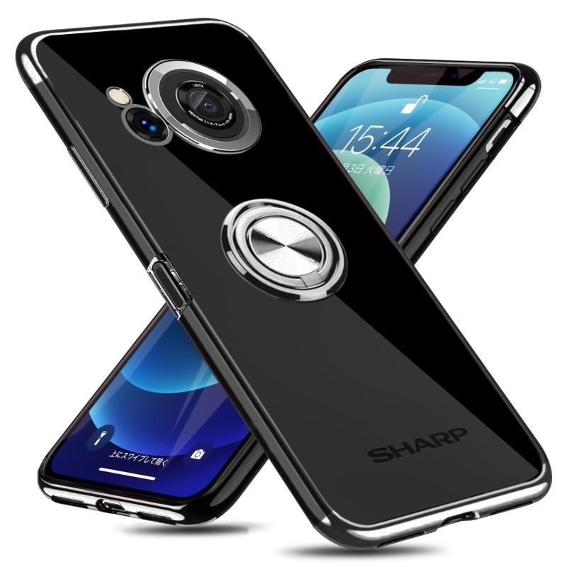 AQUOS R8 用 ケース リング付き クリア 耐衝撃 SH-52D 用 ケース スタンド機能 透明 TPU 車載ホルダー対応 落下防止 防塵 薄型 軽量 一体型 変形防止 全面保護カバー アクオス R8 用 ケース W-YXZH-76-R