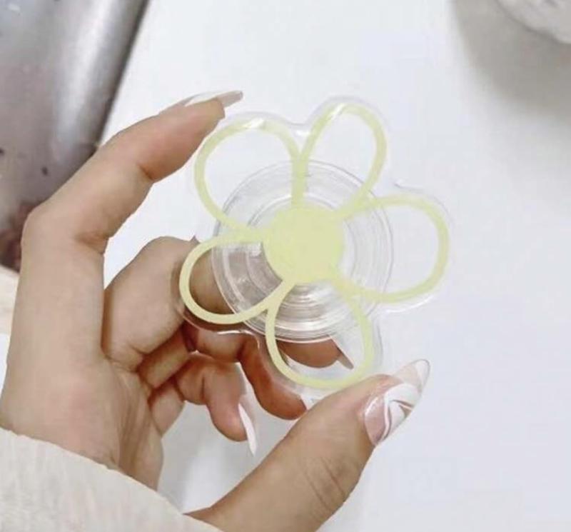 フラワーライン スマホグリップ スマホホルダー 花柄 スマホスタンド スマホグリップトック ポップソケット スマホリング スタンド ホルダー 韓国 グリップトック 女子 花 モノクロ アクセ