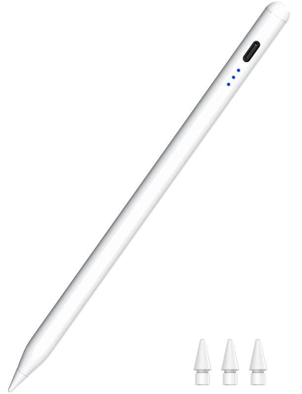 HATOKU アップルペンシル タッチペン ipad用 ペンシル あいぱっと ペン 極細 スタイラスペン 自動接続/傾き感知/パームリジェクション機能 Pencil 2018年-2025年のipad対応 off-white
