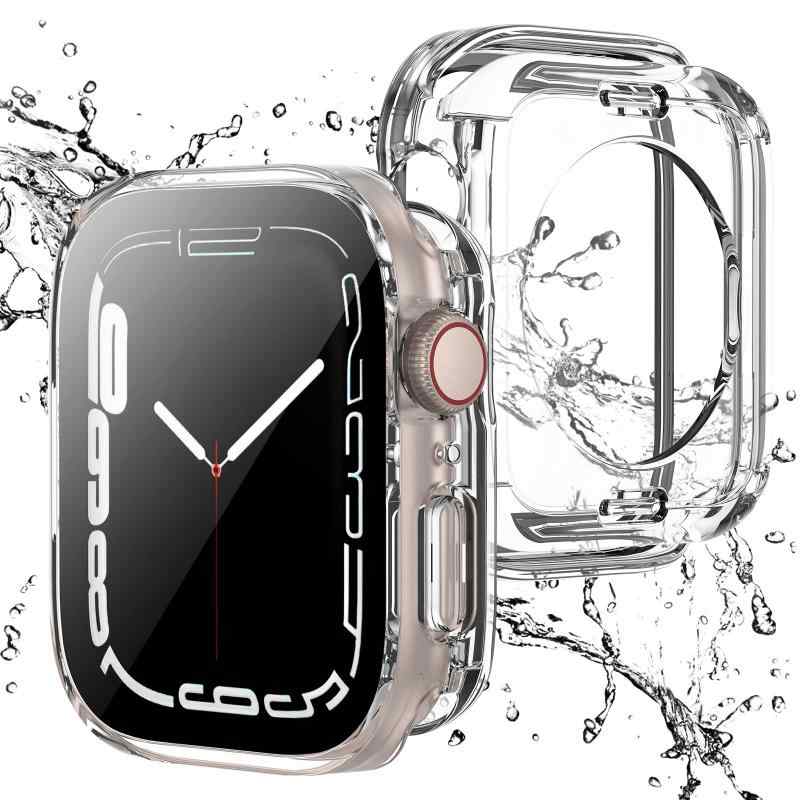 Apple Watch 用 防水ケース 46mm 45mm 44mm 42mm 41mm 40mm アップルウォッチ カバー 直角エッジデザイン 保護 Series 10/9/8/7/SE/6/5/4 ガラスフィルム 一体型 二