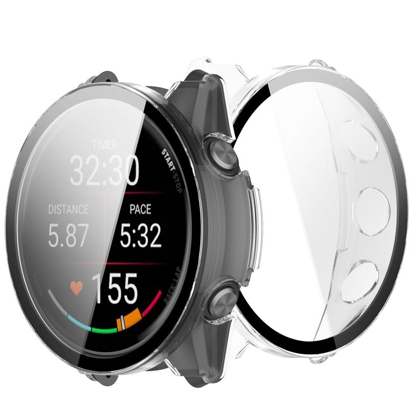 UIUIKA For Garmin Forerunner 570 42mm カバー ガーミン Forerunner 570 42mm 保護ケース 強化ガラスフィルム&amp;PCフレーム 落下防止 衝撃吸収 スクラッチ防止 防塵防水 指紋防止 軽量薄型設
