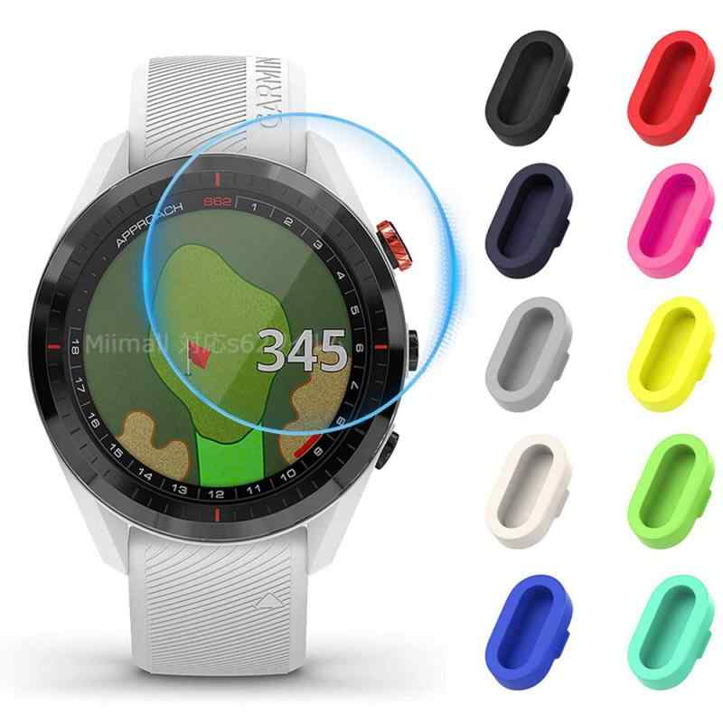 Miimall 【フイルム*2+10色防塵プラグセット】対応Garmin(ガーミン) Approach S62ガラスフィルム 防塵プラグ 擦り傷防止 指紋・汚れ防止 自動吸着 9H硬度 強化ガラス ガーミン Approach S62 フィルム ガ【対応機種】Garmin(ガーミン) Approach S62対応。【高品質なシリコン】防塵プラグは環境に優しいTPU素材を採用、精密の研磨技術を利用して、優れた最高品質がはっきり見えます。柔軟に変形しない、超質感、手触りが一番、外観は一流です。【汗を防止】運動や熱い、汗をかいて時、防塵プラグを使用で。端子に汗の侵入を防ぐ。端子の腐食をしっかり防止できます。【耐久性｜安全性】フイルムは丁寧に加工したので、割れにくて、9Hの高硬度がGarmin(ガーミン) Approach S62スマートウォッチ対して全面保護を実現、カッターと他の硬い物も傷つきません。それ以外特別の飛散防止や、万が一割れてもガラスの飛散防止できます。ご使用中の安全をできます。【貼り付け簡単】自己吸着層を加工したので、気泡が入りにくくて、苦手人でも簡単に貼り付けることができます。何かあっても予備として1枚あるから安心です。
