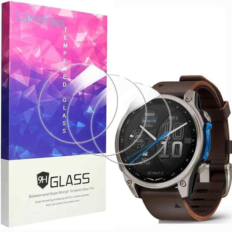 Lamshaw 対応 Garmin D2 Mach 2 スマートウォッチ フィルム  ガラスフィルム 保護フィルム,47mm 51mm 全面カバー 水垢防止 運動用 9H 傷防止 指紋防止 高清 簡単貼り付け 対応 Garmin D2 Mach