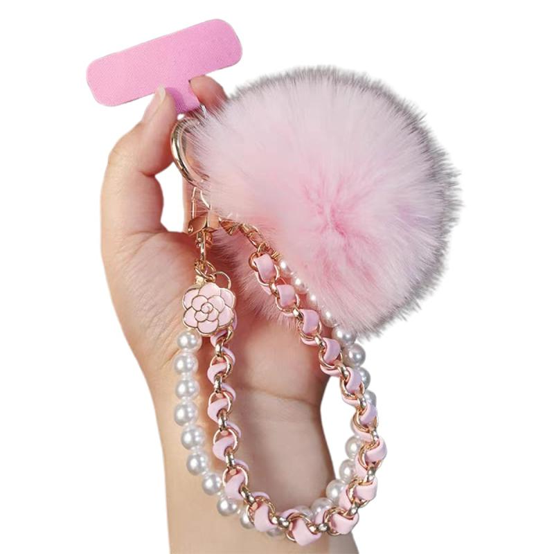 [vrunyuoi] Flip Phone/Smartphone Strap, Wrist Strap with Pearl Charm, Hand Strap for Women, Mobile Phone, Wrist Strap, Fashionable, Drop Prevention, Loss Prevention, Cute Hanging Pendant