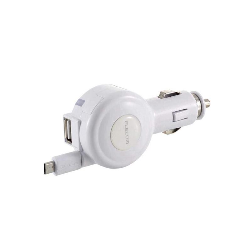 エレコム カーチャージャー シガーソケット カー用品 【android対応】 USBポート×1 microUSB巻き取りケーブル 65cm (2.4A出力)