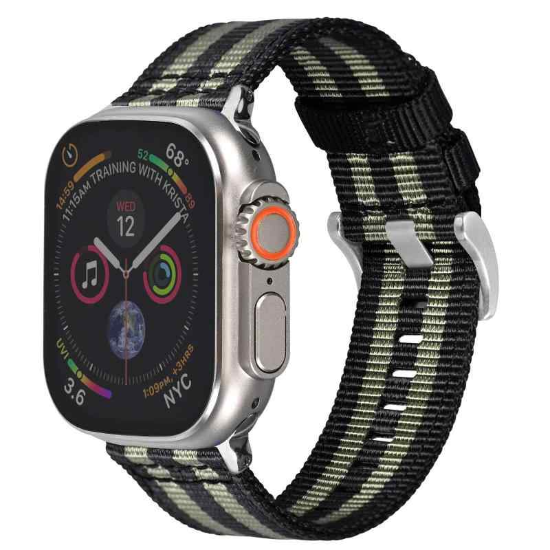  コンパチブル アップルウォッチ バンド スポーツ 49ミリ 45ミリ 44ミリ 42ミリ 41ミリ 40ミリ 38ミリ Ultra 2/Ultra 男性用ベルト ミリタリーナイロン 通気性 Series Ultra 9 8 7 6 5