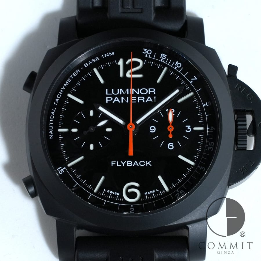 パネライ ルミノール クロノグラフ フライバック セラミカ Ref.PAM01298 CE ブラック文字盤 【美品】【腕時計】【送料無料】