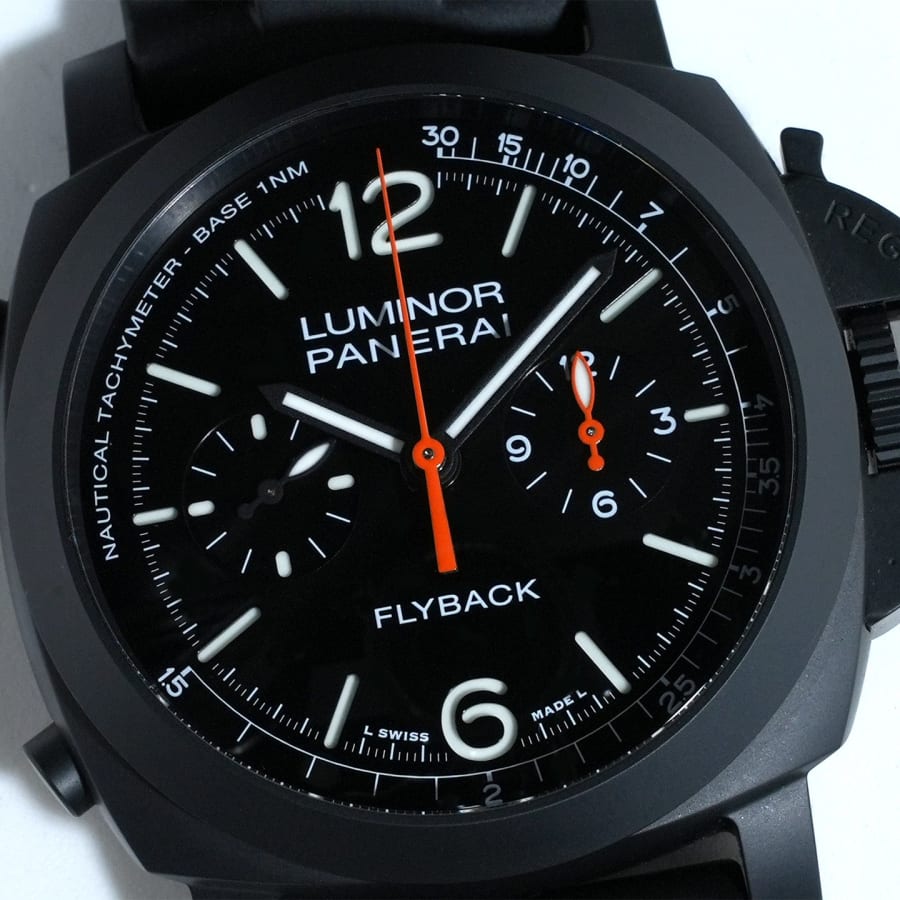 パネライ ルミノール クロノグラフ フライバック セラミカ Ref.PAM01298 CE ブラック文字盤 【美品】【腕時計】【送料無料】