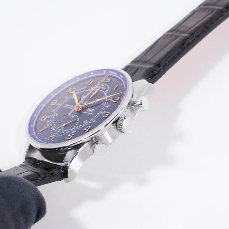 IWC ポルトギーゼ クロノグラフ ラトラパンテ ブティック ミラノ Ref.IW371222 SS ブルー文字盤 【極美品】【腕時計】【送料無料】