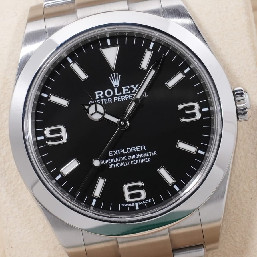 ロレックス エクスプローラーI Ref.214270 ステンレススチール ブラック文字盤 オイスターブレスレット 【中古】【腕時計】【送料無料】