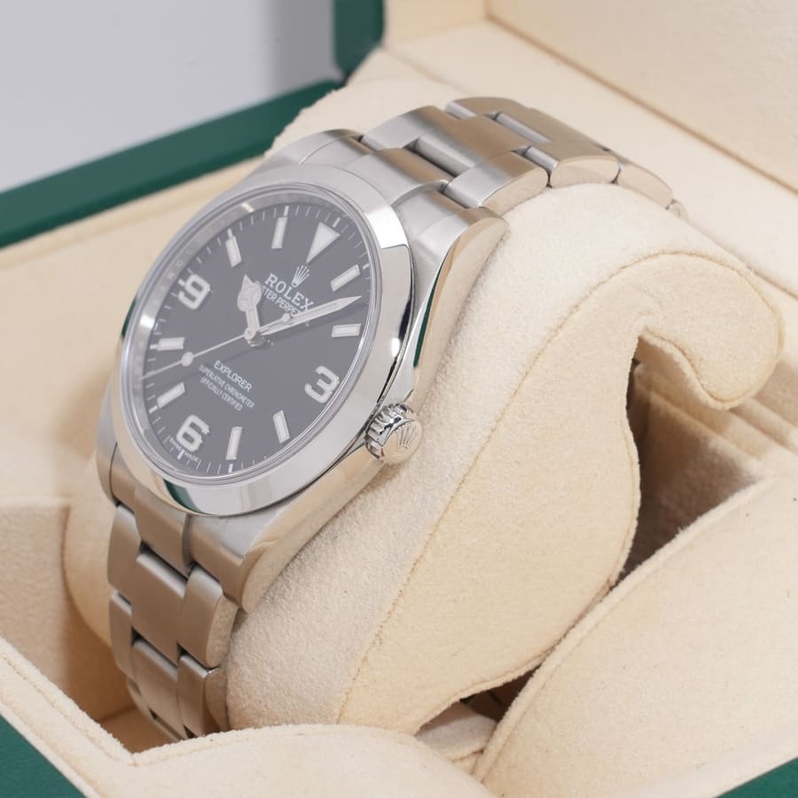 ロレックス エクスプローラーI Ref.214270 ステンレススチール ブラック文字盤 オイスターブレスレット 【中古】【腕時計】【送料無料】