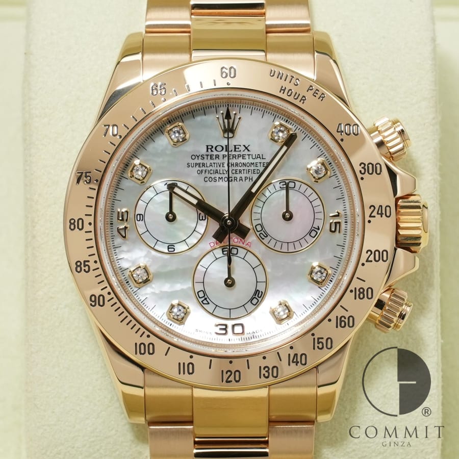 ロレックス デイトナ Ref.116528 イエローゴールド ホワイトシェルx8Pダイヤ文字盤 【美 ...