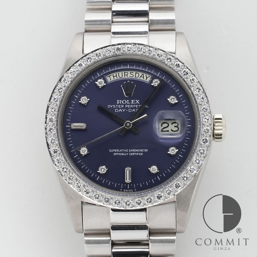 ロレックス デイデイト36 Ref.1804 ホワイトゴールド ブルー文字盤 ヴィンテージ 【中古】【腕時計】【送料無料】