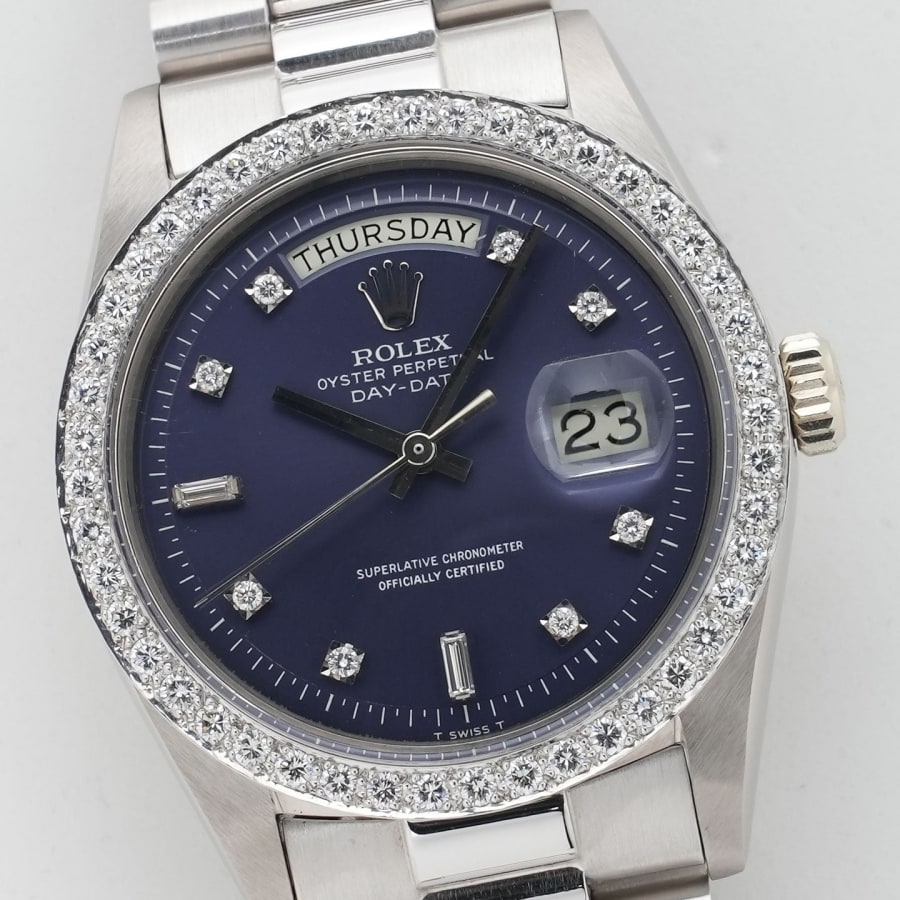 ロレックス デイデイト36 Ref.1804 ホワイトゴールド ブルー文字盤 ヴィンテージ 【中古】【腕時計】【送料無料】