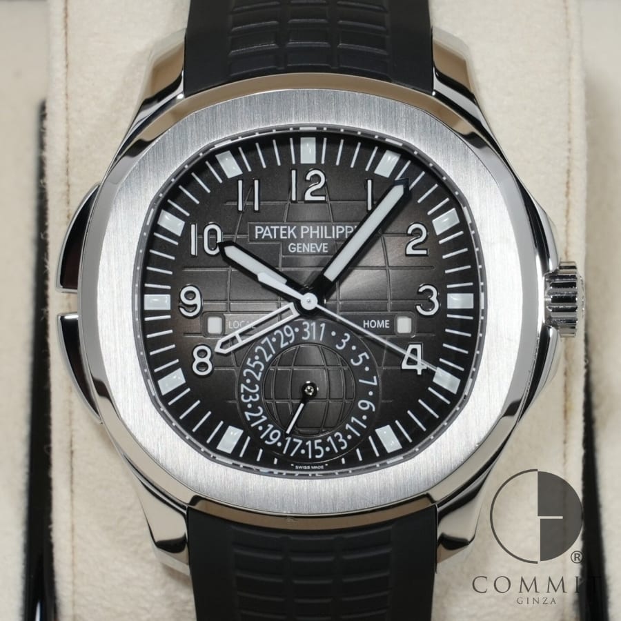パテックフィリップ アクアノート トラベルタイム Ref.5164A-001 ステンレススチール ブラック文字盤 【中古】【腕時計】【送料無料】