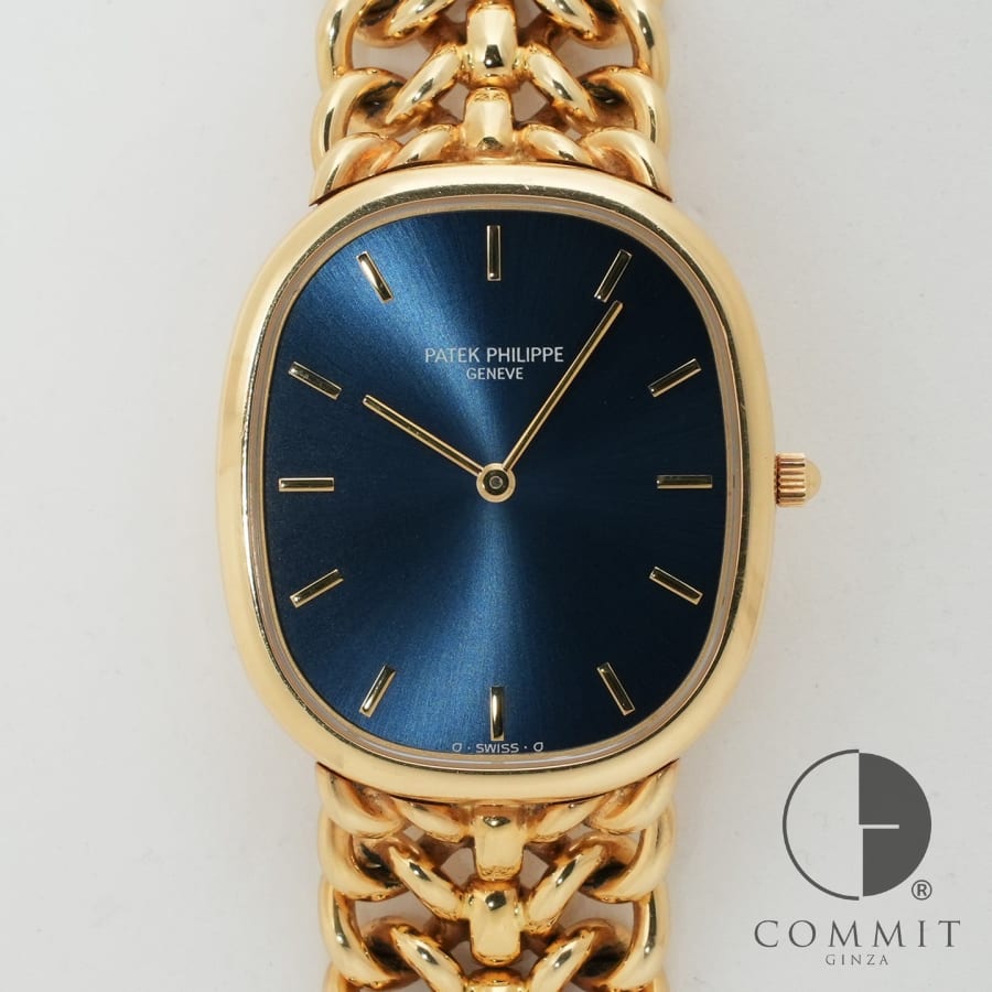 パテックフィリップ ゴールデンエリプス Ref.3738/119 イエローゴールド ブルー文字盤 【中古】【腕時計】【送料無料】