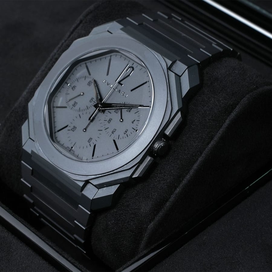 ブルガリ オクト フィニッシモ クロノグラフ GMT Ref.103278 セラミック ブラック文字盤 【美品】【腕時計】【送料無料】