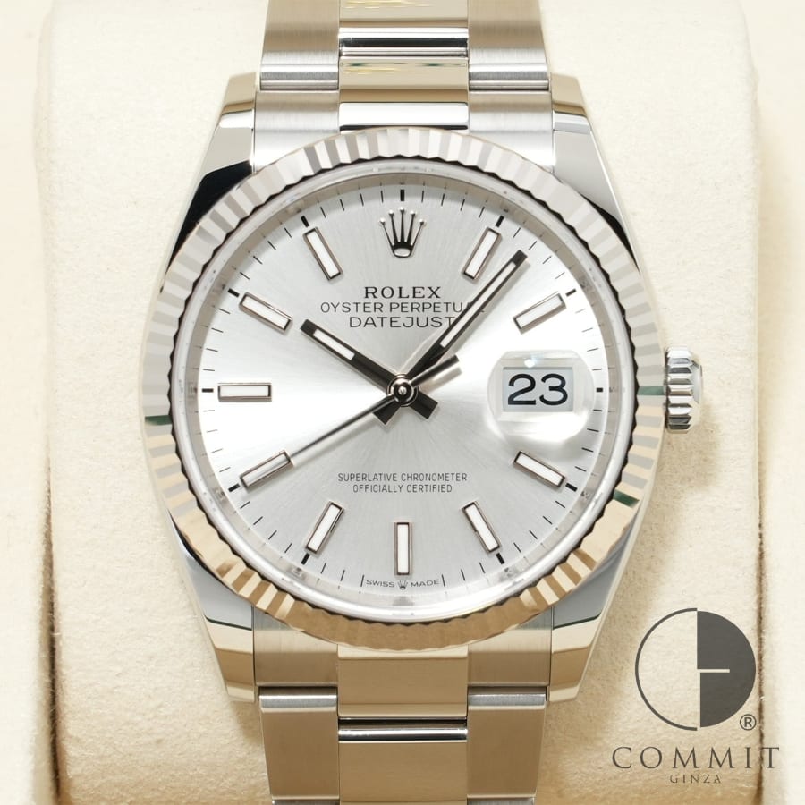 ロレックス デイトジャスト36 Ref.126234 ステンレススチール/ホワイトゴールド シルバー文字盤 オイス..