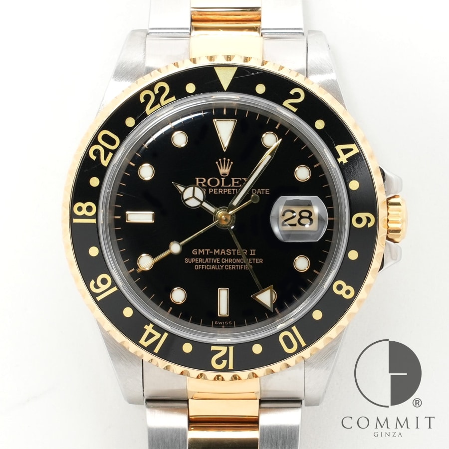 ロレックス GMTマスターII Ref.16713 ステンレススチール/イエローゴールド ブラッ...