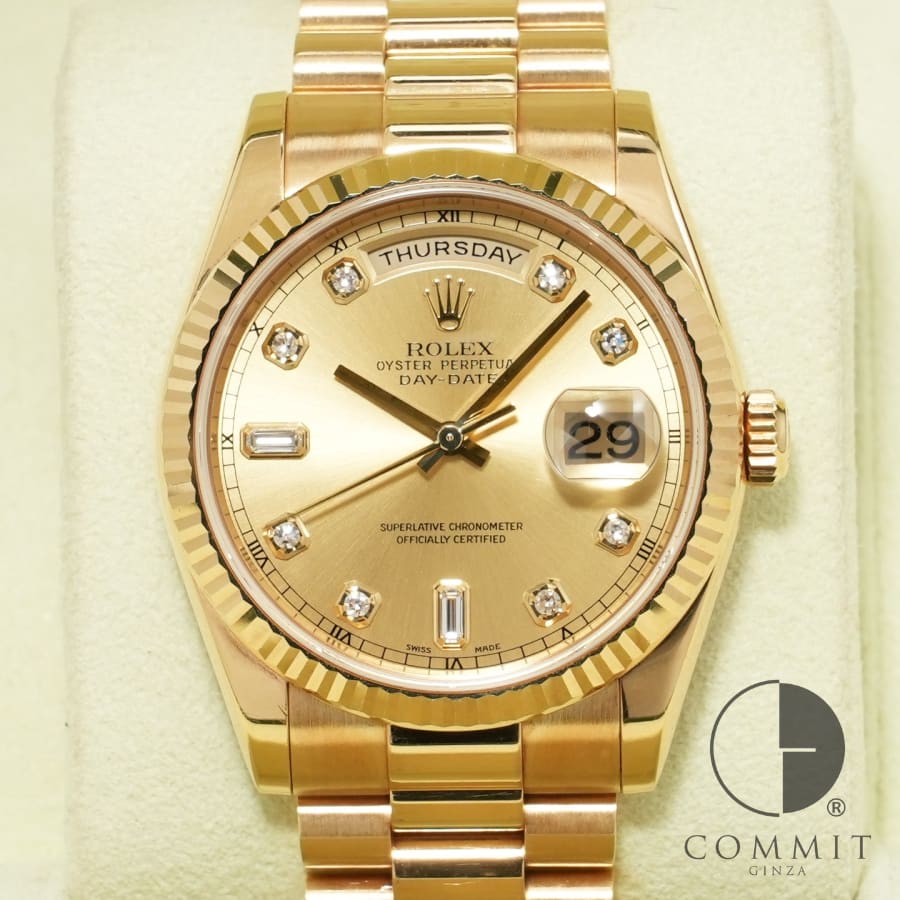 ロレックス デイデイト36 Ref.118238A イエローゴールド シャンパン文字盤 【中古】【腕 ...