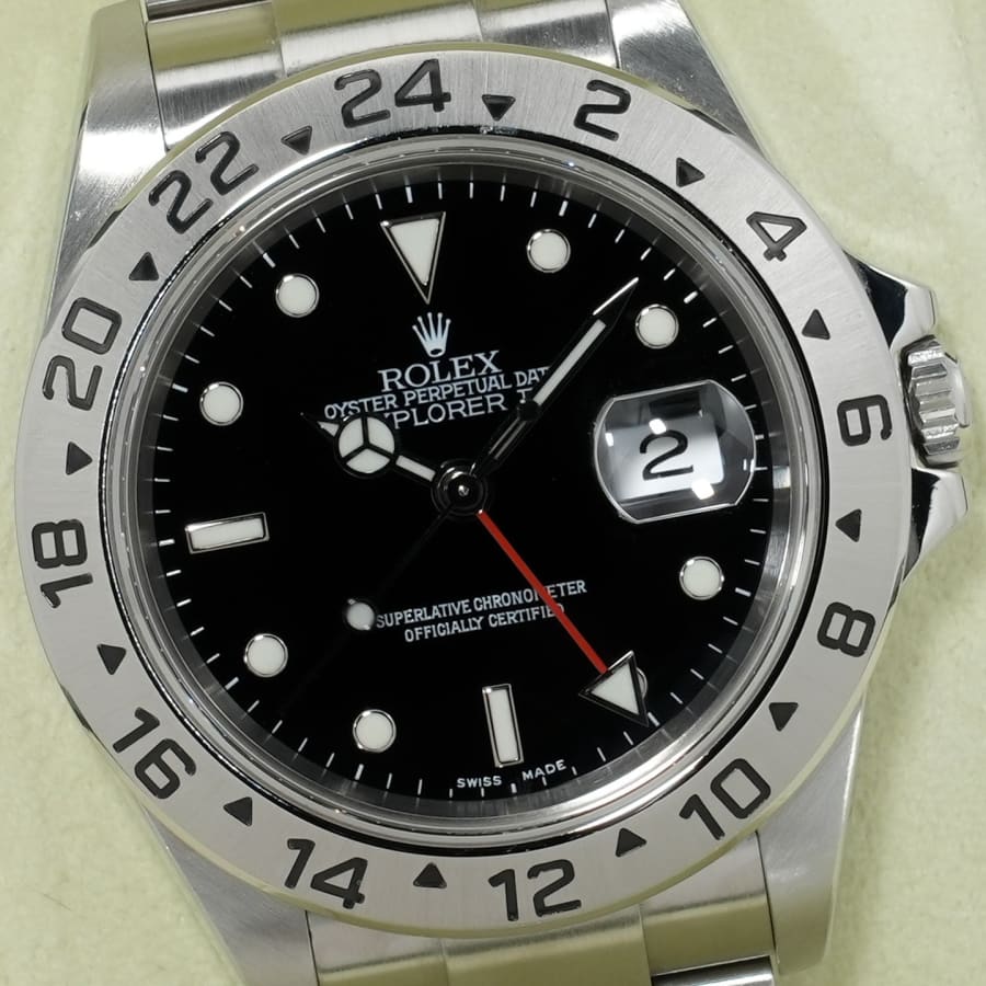 ロレックス エクスプローラーII Ref.16570 ステンレススチール ブラック文字盤 オイスターブレスレット 【中古】【腕時計】【送料無料】