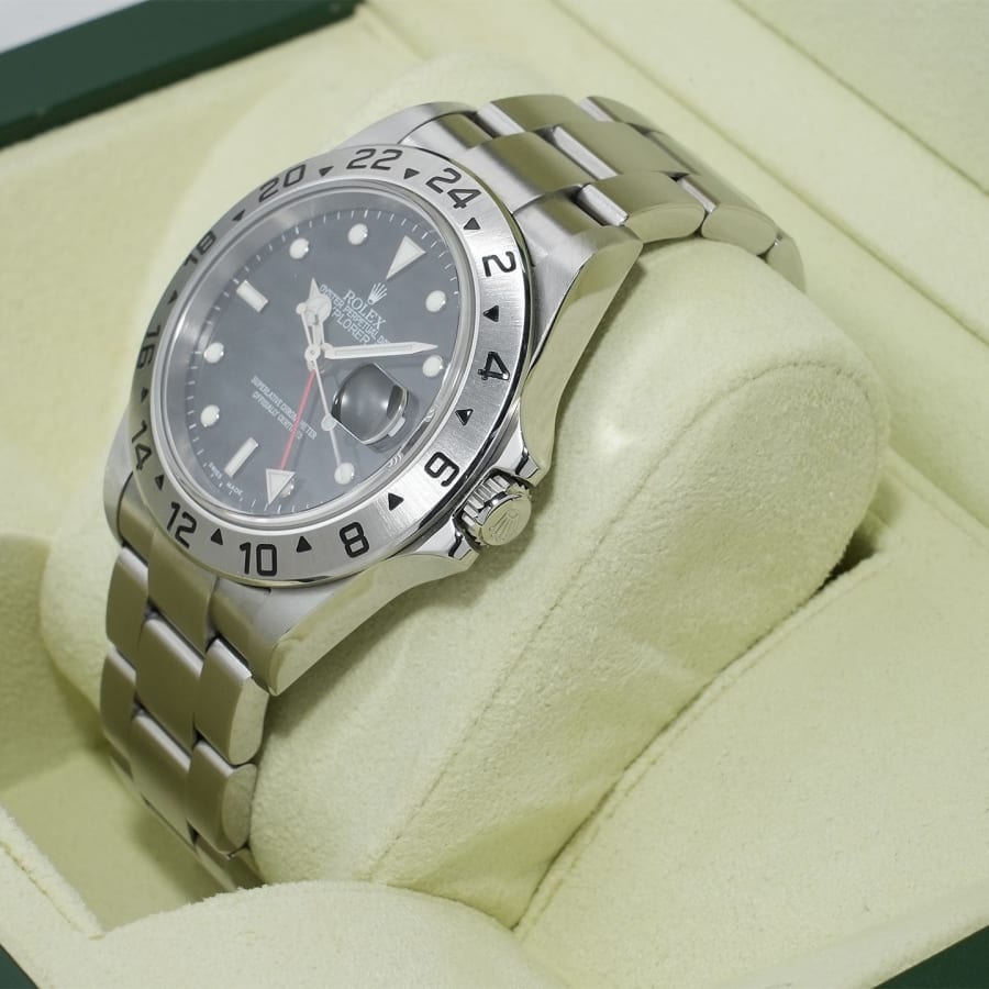 ロレックス エクスプローラーII Ref.16570 ステンレススチール ブラック文字盤 オイスターブレスレット 【中古】【腕時計】【送料無料】