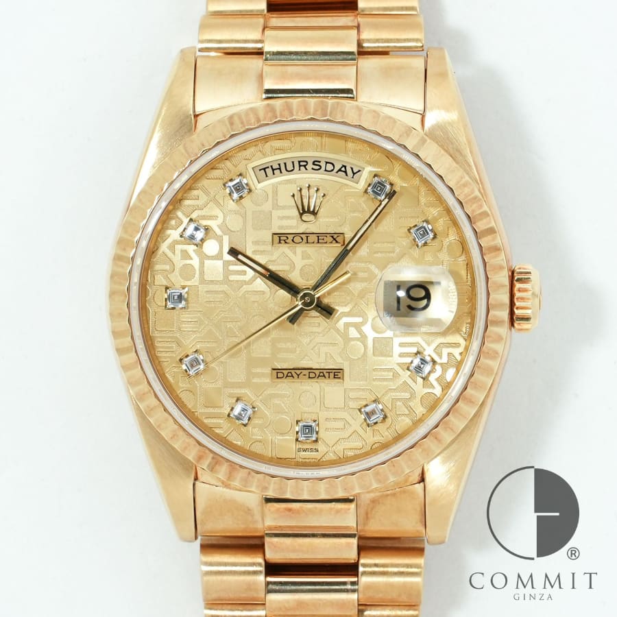 WENGER - ロレックス デイデイト36 Ref.18238G イエローゴールド シャンパンx10Pダイヤ文字盤 セミヴィンテージ 【中古】【腕時計】【送料無料】