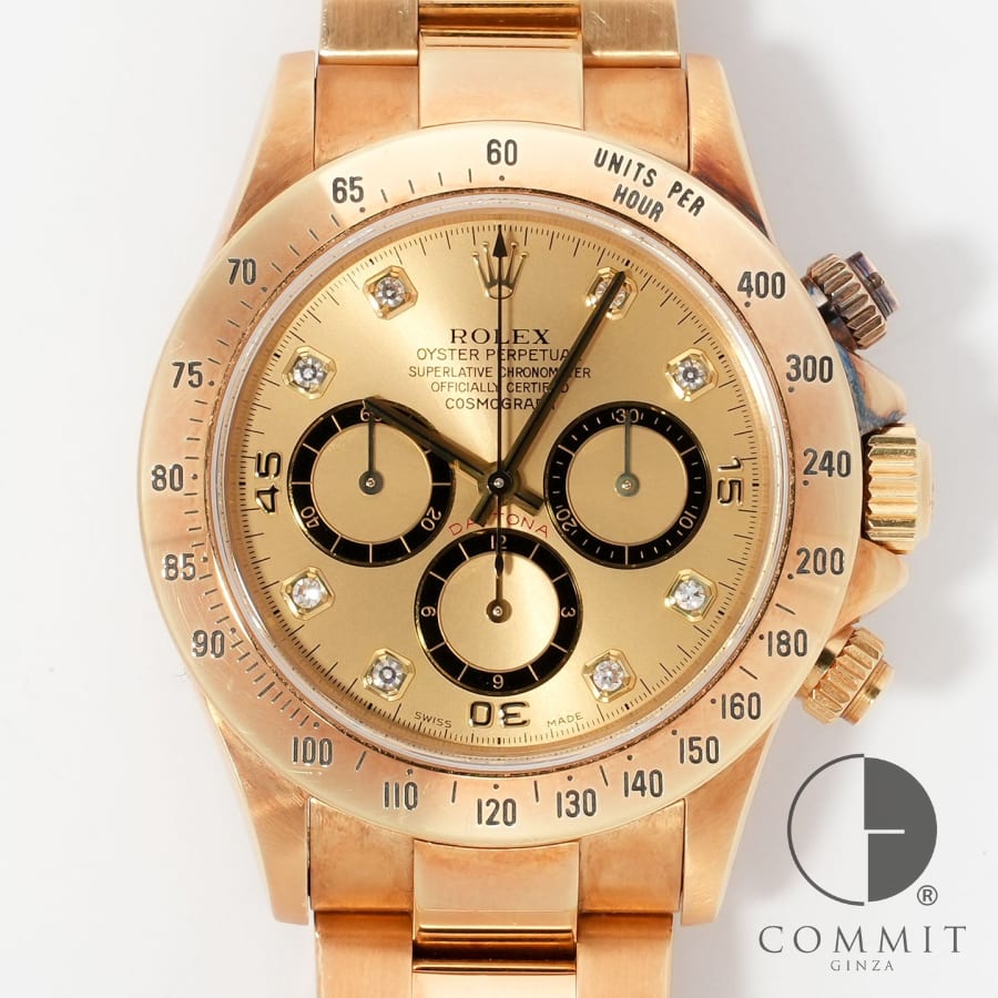 ロレックス デイトナ エルプリメロ Ref.16528G イエローゴールド シャンパンx8Pダイヤ文字盤 セミヴィンテージ 【中古】【腕時計】【送料無料】