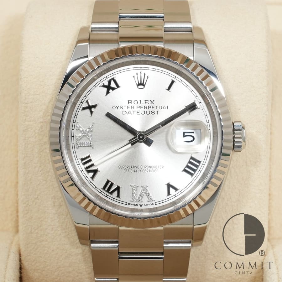 BVLGARI - ロレックス デイトジャスト36 Ref.126234 ステンレススチール/ホワイトゴールド シルバー6.9ダイヤ文字盤 オイスターブレスレット 【美中古】【腕時計】【送料無料】