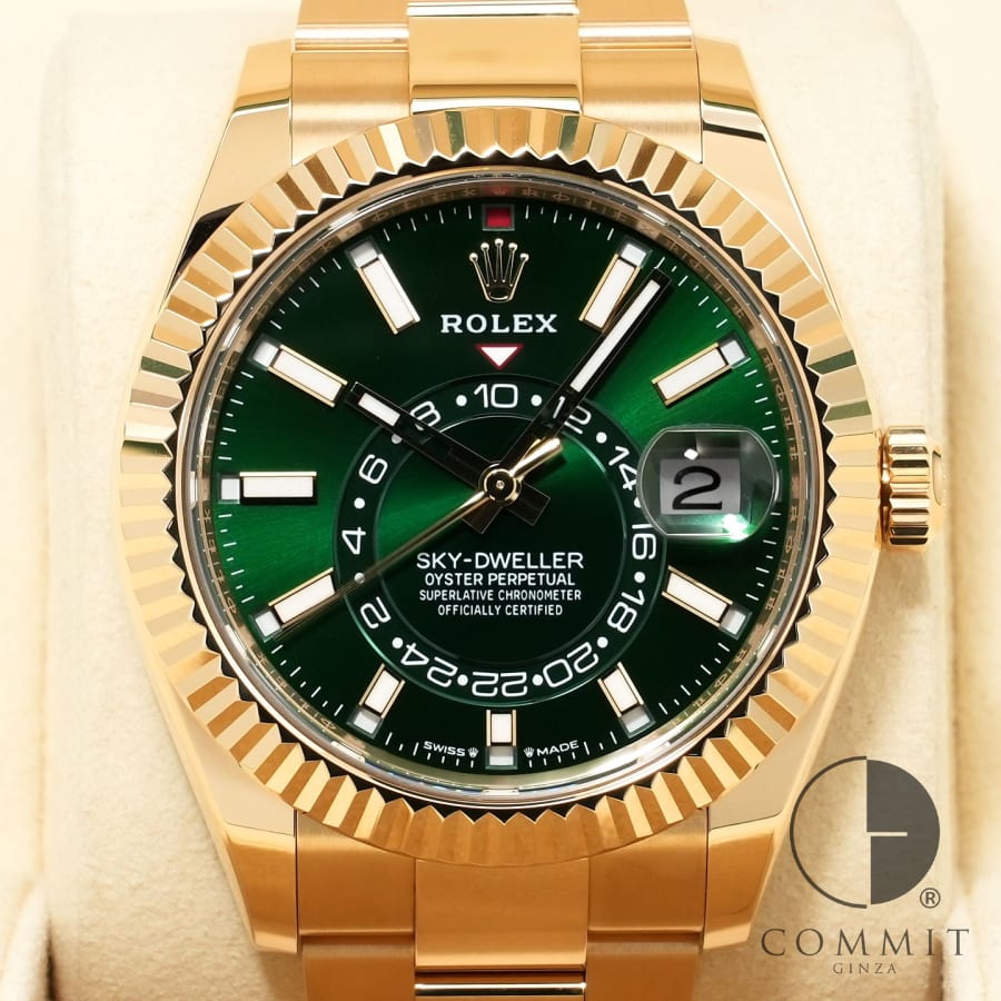 ロレックス スカイドゥエラー Ref.336938 イエローゴールド グリーン文字盤 【中古】【腕時計】【送料無料】
