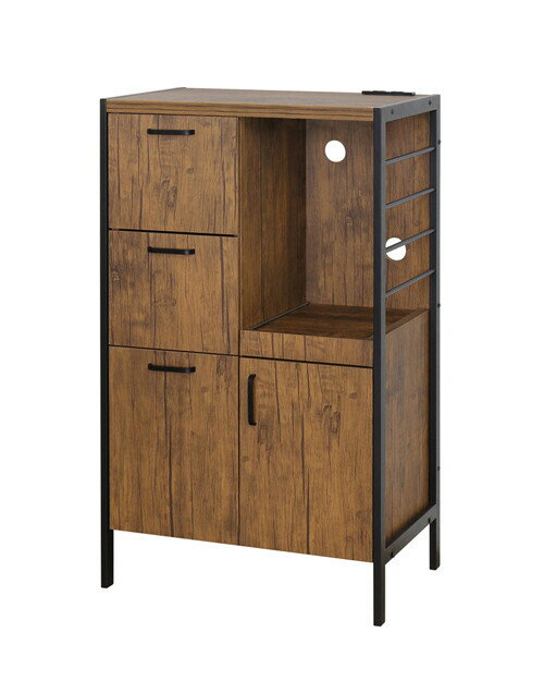 アート食器棚 レンジ台 幅60cm 引き出し レンジボード 収納 キッチン収納 キャビネット 炊飯器ラック ..