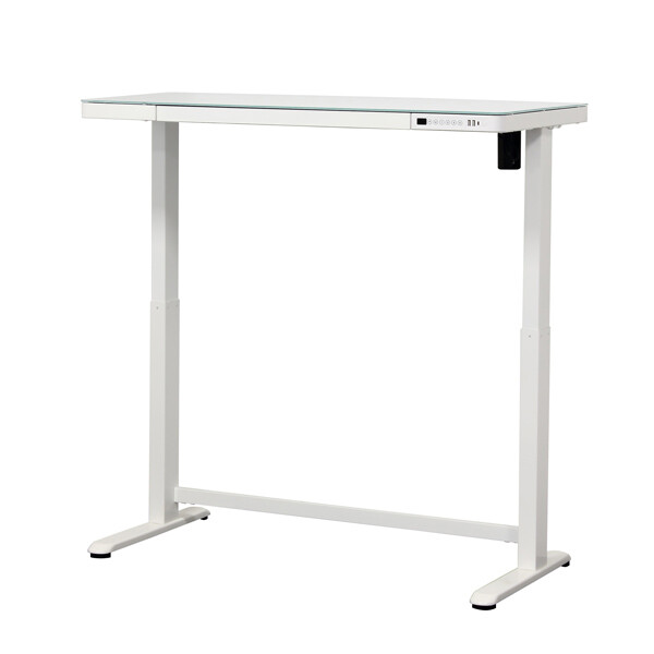 電動昇降デスク メモリー機能付 ホワイト USBポート付き 引出し付き 幅120 電動式 作業台 高さ調節 PC..