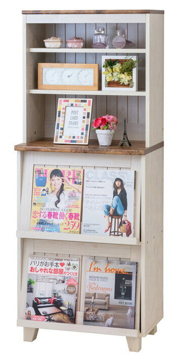 フラップキャビネット フレンチカントリー 大人女子 収納棚 本棚 飾り棚 スリム キッチン リビング 収納 おしゃれ かわいい リビング収納 ラック 木製 電話台 FAX台 シェルフ 送料無料