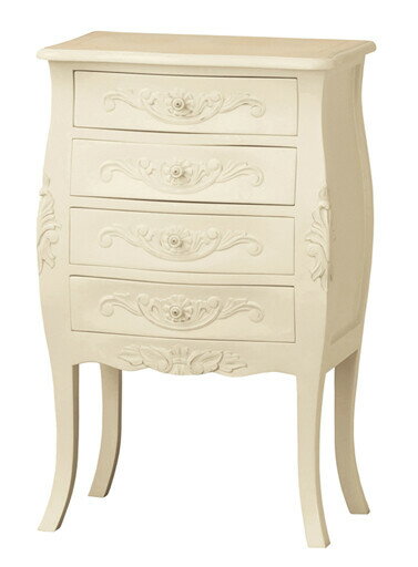 チェスト4D 4段 ホワイト 完成品 アンティーク 収納家具 引き出し 木製 おしゃれ 猫脚 ネコ脚 コモ リ..