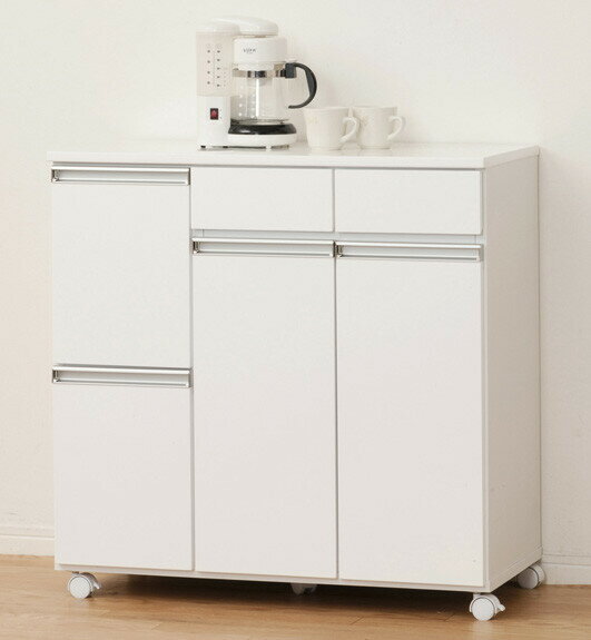 送料無料 ダイニングダストボックス4D ホワイト ダストボックス ゴミ箱 ごみ箱 キッチン収納 ごみ 分別 大型 キャスター キッチンカウンター リビング キッチンワゴン おしゃれ [2]