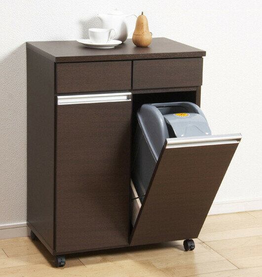 送料無料 ダイニングダストボックス2D ブラウン ダストボックス ゴミ箱 ごみ箱 キッチン収納 ごみ 分別 大型 キャスター キッチンカウンター リビング キッチンワゴン おしゃれ