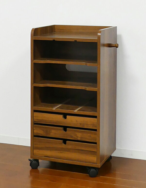 送料無料 リビングワゴン ランドセルラック a4ファイル キャスター付き 木製 書斎 子供部屋 コンパクト 本棚 収納ラック おしゃれ サイドワゴン デスクサイド ブラウン