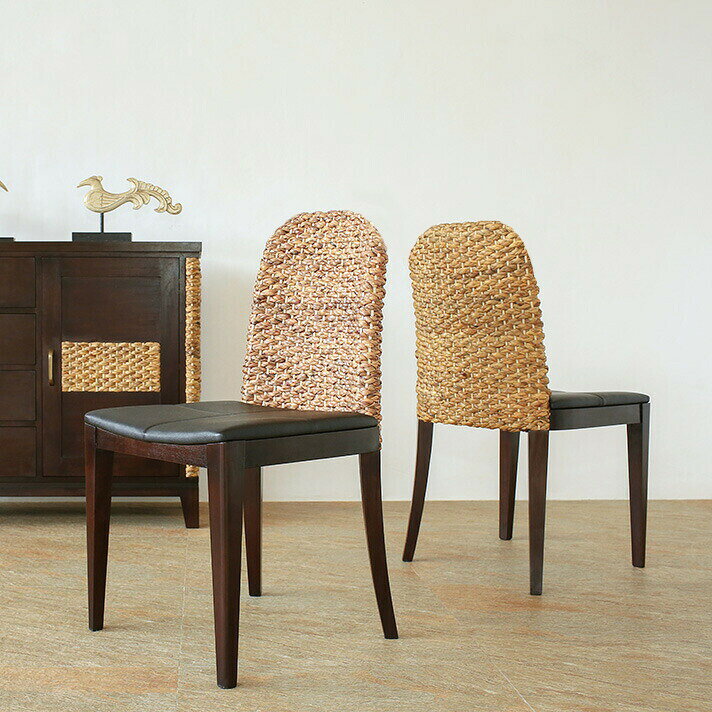 ウォーターヒヤシンス ダイニングチェア アジアン家具 マホガニー材 [2]