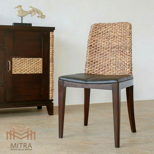 ウォーターヒヤシンス ダイニングチェア アジアン家具 ラウンドエッジ マホガニー材 ウォーターヒヤシンス ダイニングチェア アジアン家具 ラウンドエッジ マホガニー材