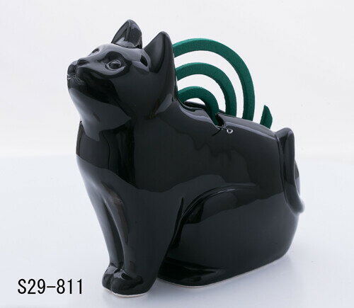 蚊遣器 日本製 黒猫シルエット（おすわり） 蚊遣り器 蚊取り線香入れ 陶器 かわいい おしゃれ 和雑貨 置物 飾り物 置き物 オブジェ ミニチュア 可愛い ねこ ネコ 和風 レトロ 和モダン 三毛猫 子供 キッズ 北欧 お洒落 国産