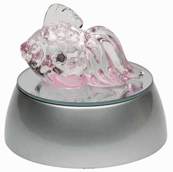 置物 虹瑠璃 金魚（変色光台付・電池別売）ガラス 飾り物 インテリア雑貨 置き物 オブジェ ミニチュア きれい 和雑貨 和モダン 和風 高級感 上品 発光 光る 光物 贈り物 プレゼント きんぎょ