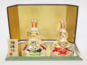クリスタル 色彩うさぎ雛(スワロフスキー付) ひな人形 ガラス レトロ 置物 オブジェ 飾り物 置き物 和モダン 和風 和雑貨 和テイスト 和室 かわいい おしゃれ 雛人形 小さい コンパクト 女の子 ひな祭り 小ぶり 小さめ 透明感 クリア きれい