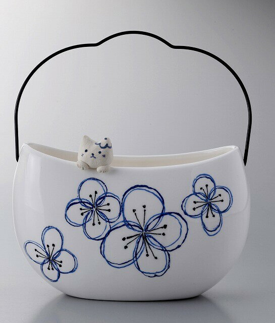 日本製 染猫 線香鉢（花） 陶器 蚊遣り器 蚊取り 虫対策 蚊取り線香入れ 和風 和モダン 和室 和テイス..