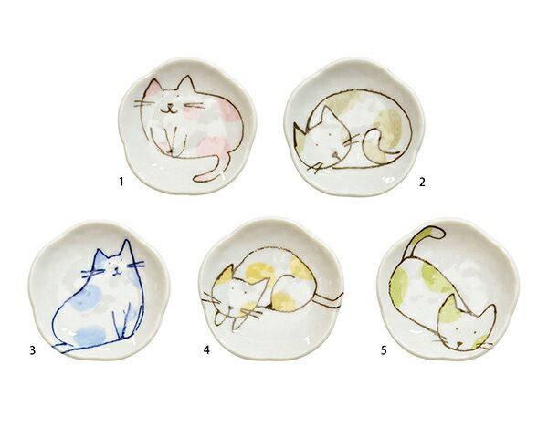 送料無料 にゃんこ皿5枚セット （化粧箱入） にゃんこ皿セット 小皿 猫柄 キッチン ギフト 日本製 美濃焼 薬味 調味料入れ かわいい