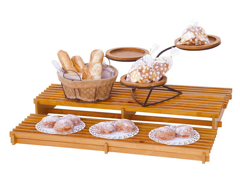 卓上ディスプレイ台のみ ひな壇ディスプレイ什器 両面タイプ メープル仕上 W900 什器 店舗備品 日本製 置台 飾り台 和食店 料理演出 旅館 和風 和菓子屋