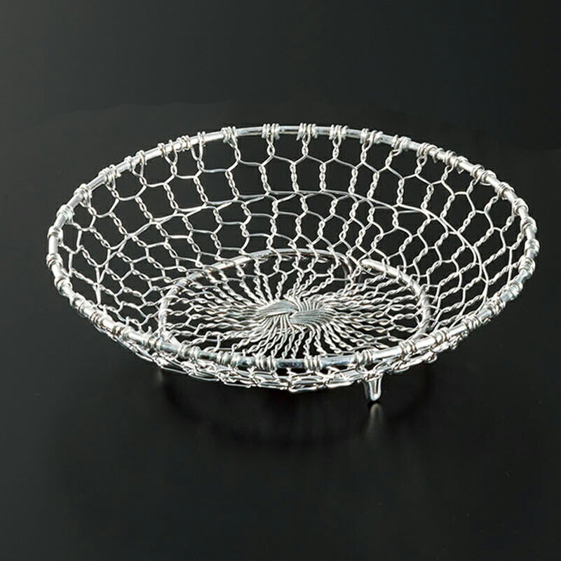 送料無料 ステンレス手編み篭 中 キッチン フルーツ盛り 篭 茶托