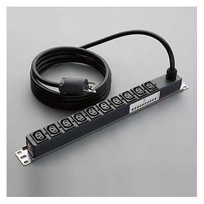 200Vコンセント 19インチラック縦?橫取付兼用金具付 20A 250V C13×10個(gè)口 L6?20P付 ME8655TA5