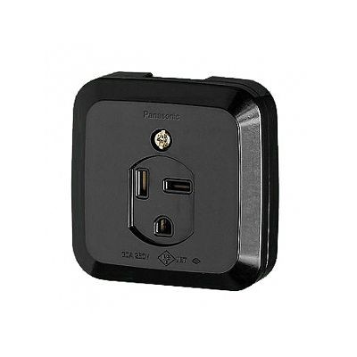 パナソニック 小型接地2P角型コンセント 30A 250V ブラック WK3730B
